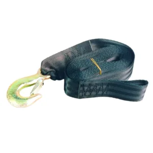 Belt Type Winch Strap with Large Self Latching Eye Hook - 4.5 Meters Long