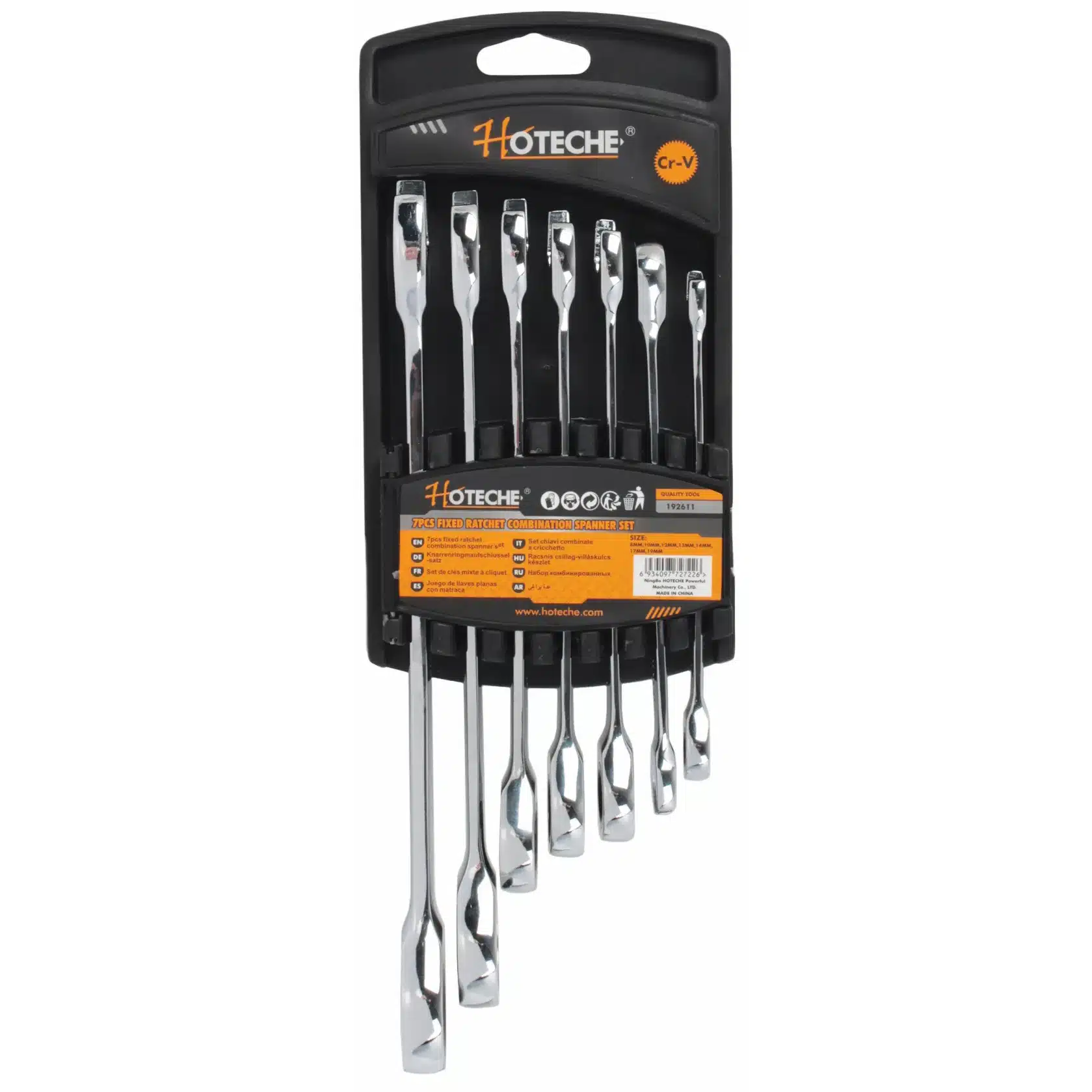 Hoteche 7 Piece Fixed Ratchet Combination Spanner Set