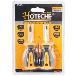 Hoteche 2 Piece 38 millimetre Flat and Star Stubby Screwdriver Set