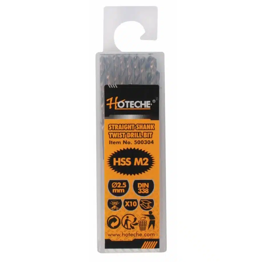 Hoteche 2.5 millimetre M2 HSS Drill Bits - Pack of 10