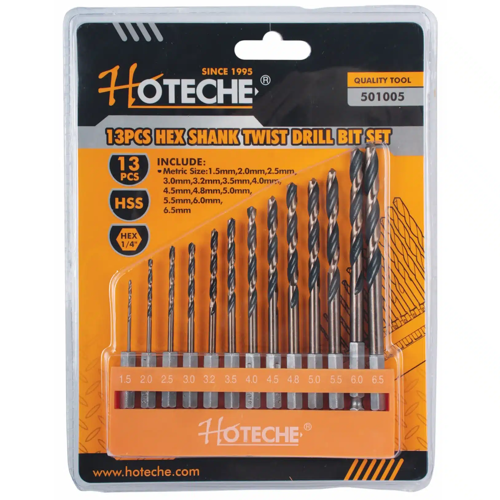 Hoteche 13 Piece Hex Shank Twist Drill Bit Set