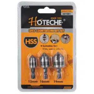 Hoteche 3 Piece HSS Countersink Bit Set