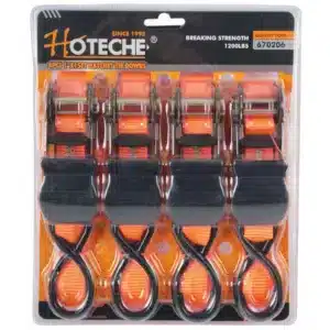 Hoteche 4 Piece Ratchet Tie Downs 1 inch x 15 Feet (2.5 centimetre x 4.5 meter)