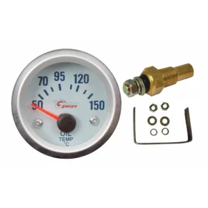 Silver and White Dragon Gauge 52 millimetre Oil Temperature Gauge