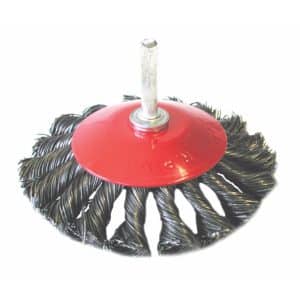 100 millimetre Bevel Knotted Wire Brush with Drill Shaft