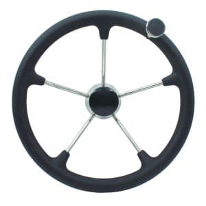 Grey 330 millimetre Diameter Marine Steering Wheel with Knob