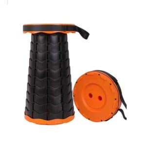Orange Outdoor Portable Folding Extension Stool Seat for Camping, Fishing, Hiking