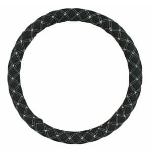 Black and Grey 350 millimetre Diameter PU Steering Wheel Cover