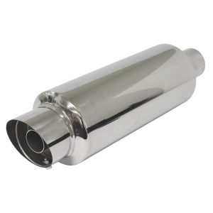 Chrome Exhaust Muffler - 60mm Inlet, 35mm Baffle