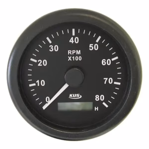 KUS 85mm Marine Grade Tachometer - up to 8000 RPM (Black)