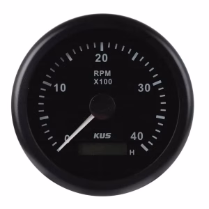 KUS 85mm Marine Grade Tachometer - Up to 4000 RPM with Digital Hour Meter (Black)