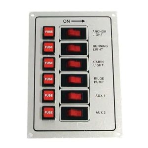 6 Gang Marine Switch Panel with Fuse - Silver