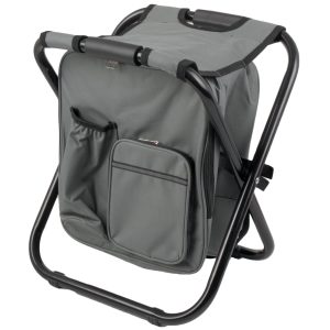 Folding Camping Stool with Built-In Cooler Bag and Shoulder Straps