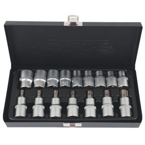 Hoteche 16 Piece 1/2 Inch Drive Socket Set (Torx and E-Socket)
