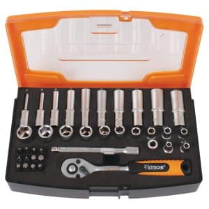 Hoteche 37 Piece Ratchet and Socket Set - 1/4 Inch Drive