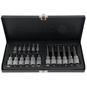 Hoteche 18 Piece 1/4 and 1/2 Inch Drive Hex Socket Set