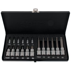 Hoteche 18 Piece 1/4 and 1/2 Inch Drive Torx Bit Socket Set