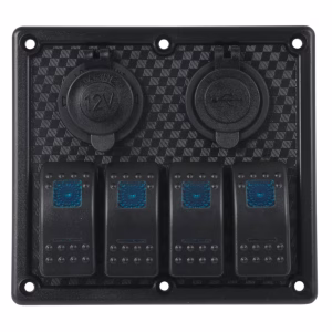 4-Gang Marine Switch Panel with 2 USB Ports