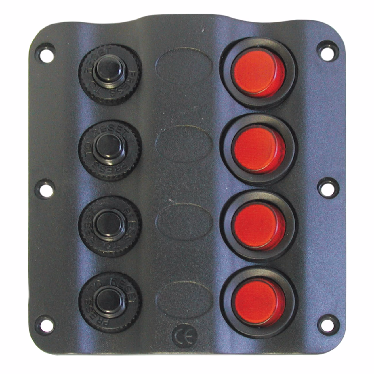 4-Gang Switch Panel for Boats with LEDs and Circuit Breaker