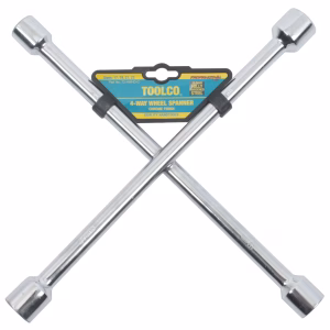 Toolco Heavy Duty 4-Way Wheel Spanner (Chrome)