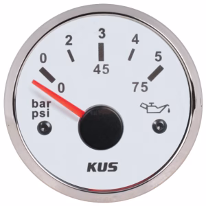Kus Marine Grade Oil Pressure Gauge for Boats - 52mm (White)