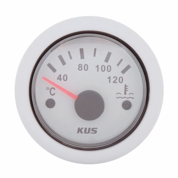 Kus Marine Grade Water Temperature Gauge for Boats - 52mm (White)