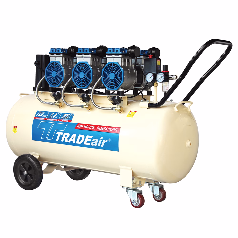 TradeAir 3.3kW Silent Oil Free Air Compressor - 4.4HP (200 Litre)