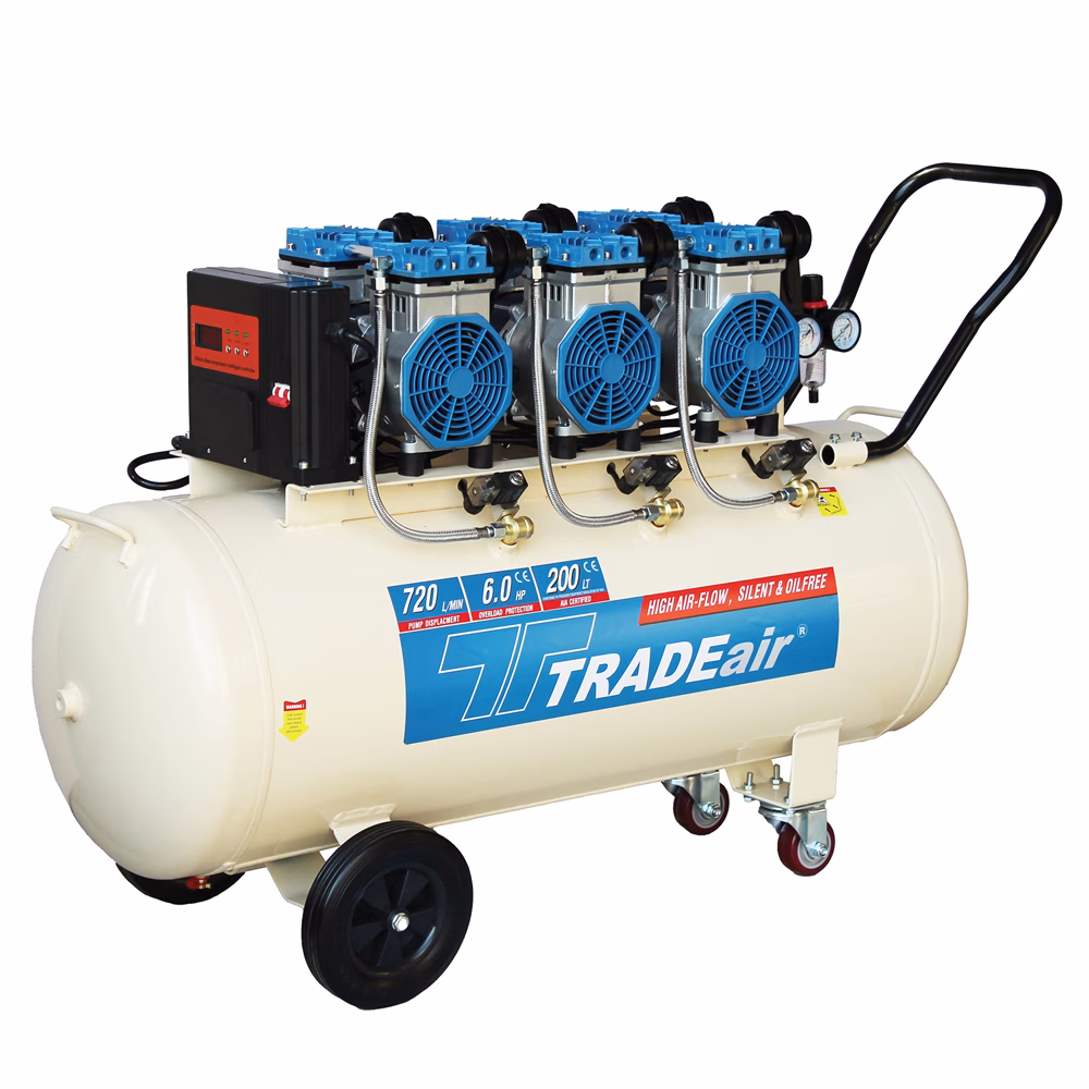 TradeAir 3.3kW Silent Oil Free Air Compressor - 4.4HP (200 Litre) - Image 2
