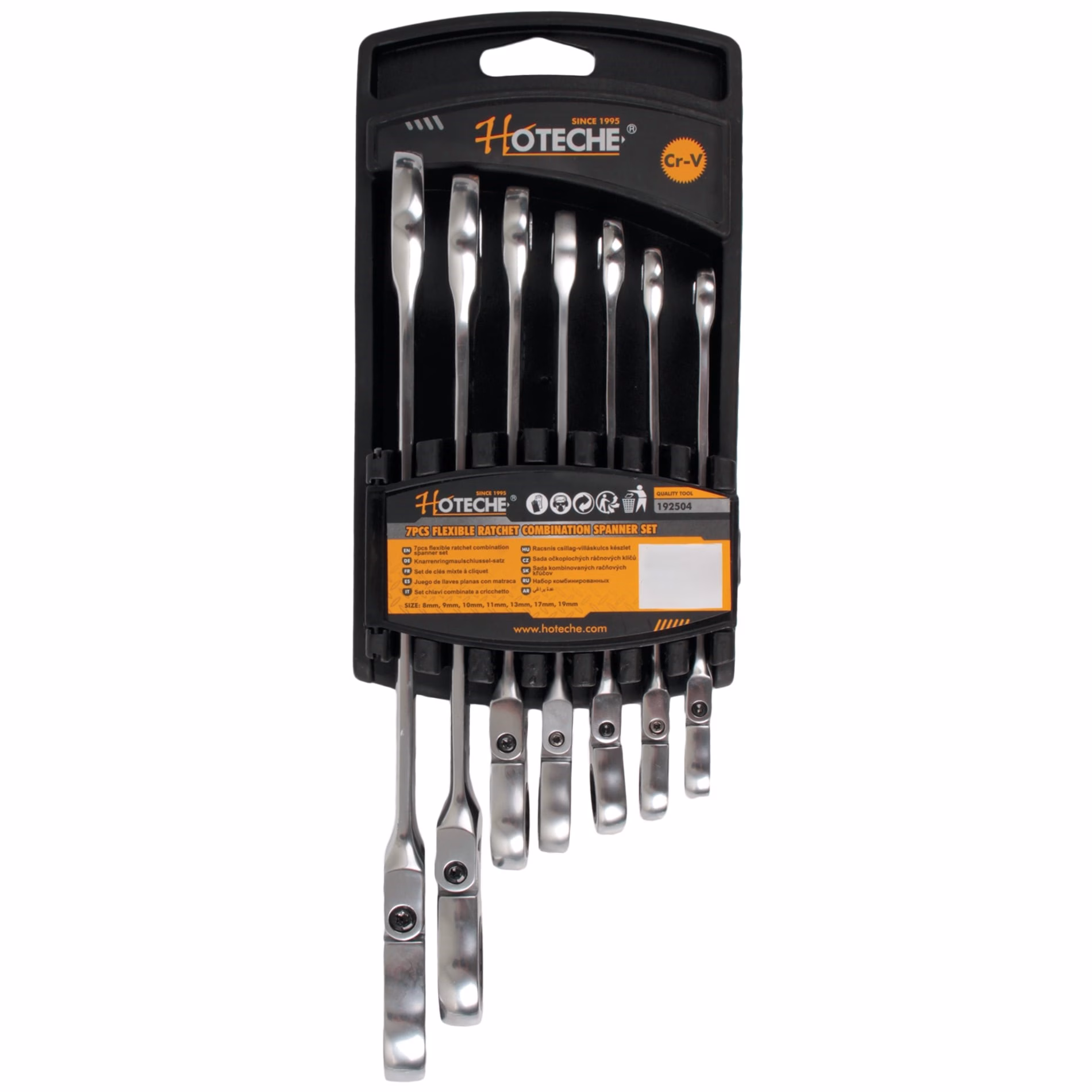 Hoteche 7-Piece Flexible Ratchet Combination Spanner Set