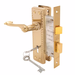 Trojan Hardware 2-Lever Georgian Scroll Lockset – 6 Inch (Brass Plated)