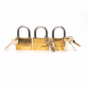Trojan Hardware 3-Pack Brass Padlocks – 50mm (Keyed Alike)