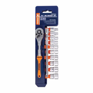 Fragram 12-Piece Chrome Vanadium Socket Set - 1/4 Inch Drive