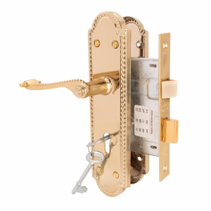 Trojan Hardware 2-Lever Victorian Scroll Lockset – 8 Inch (Brass Plated)