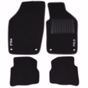 4-Piece Carpet Set Compatible with Volkswagen Polo 9N (Black)