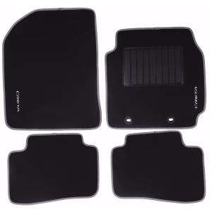 4-Piece Carpet Set Compatible with Hyundai Creta (Black)