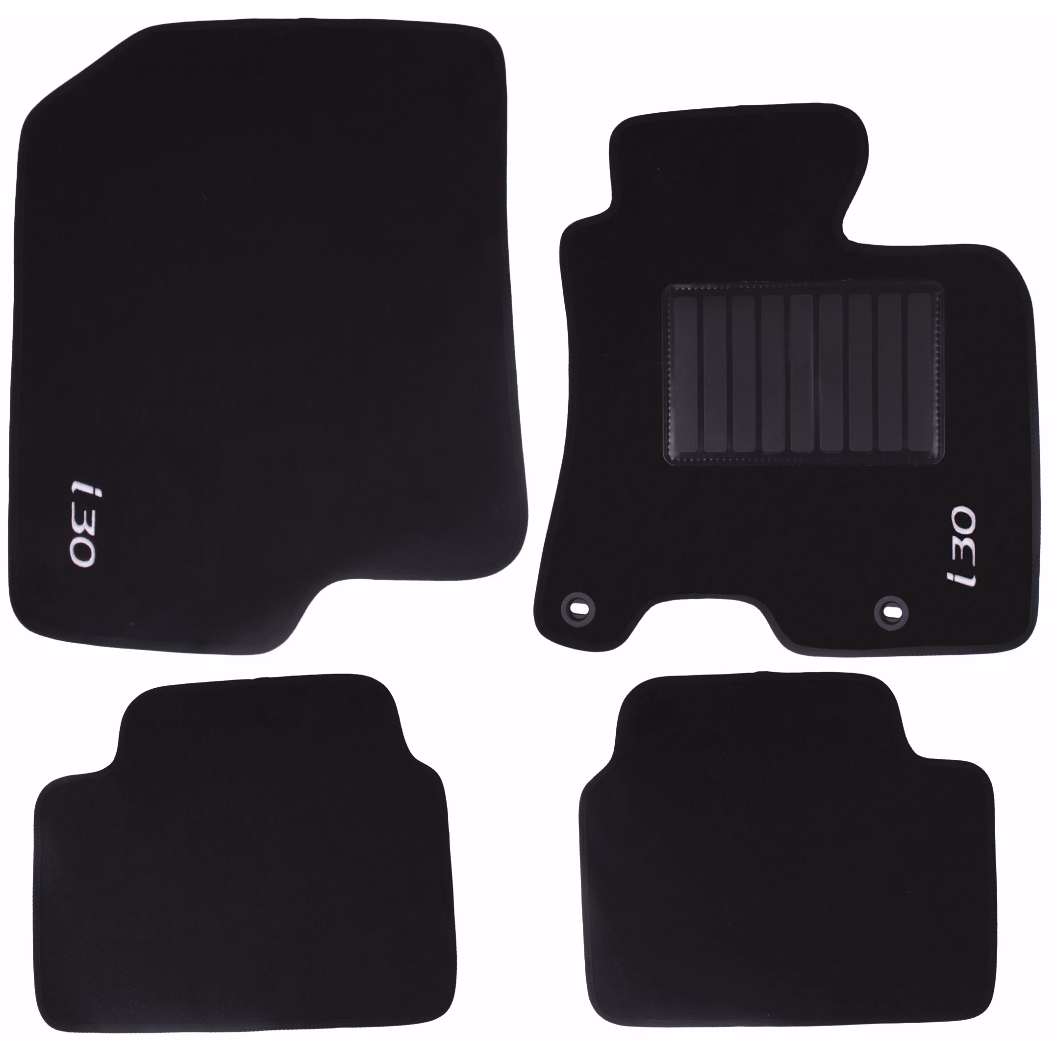 4-Piece Carpet Set Compatible with Hyundai i30 (Black)