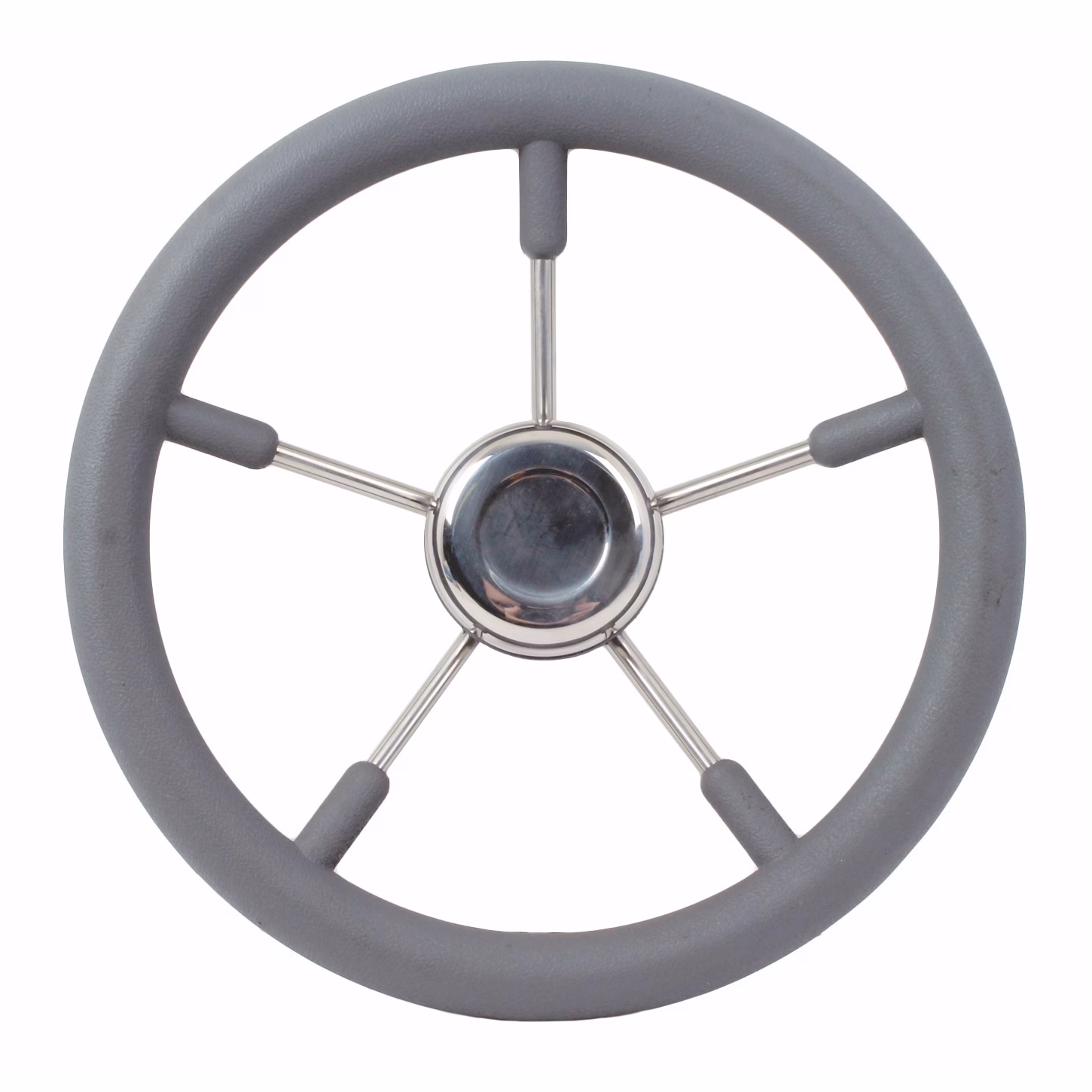 Marine Grade 316 Stainless Steel Steering Wheel for Boats - 13 7/8 Inch (Grey Polyurethane Foam Cover)