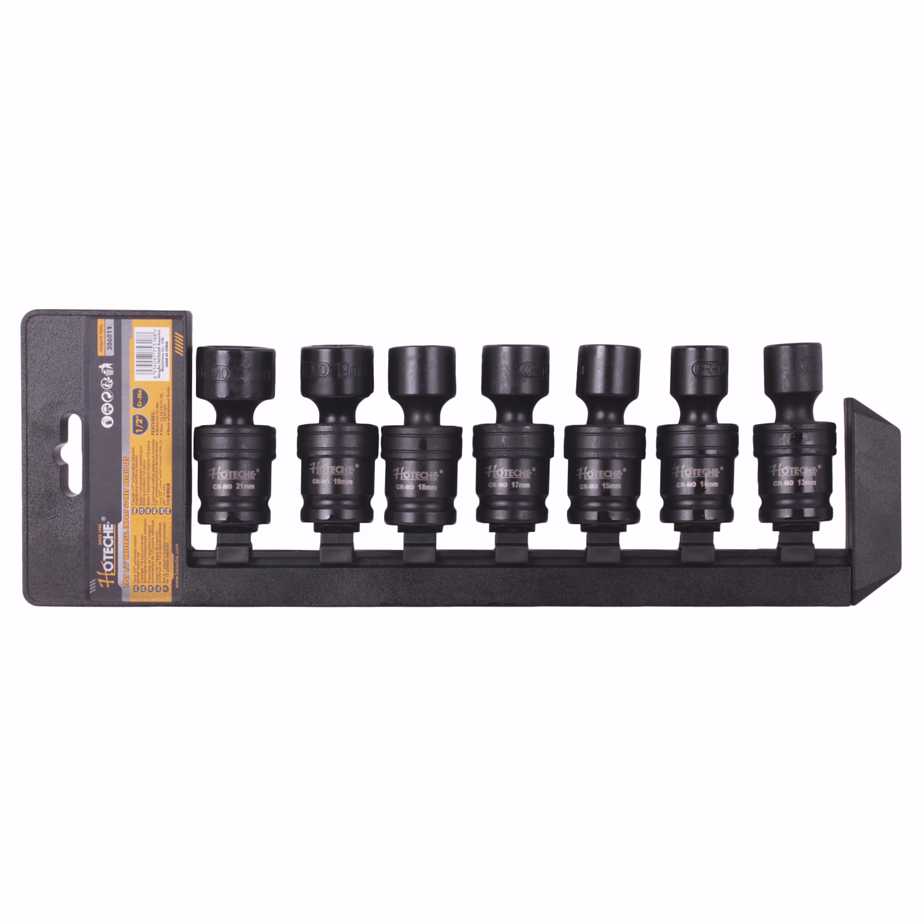 Hoteche 7-Piece Universal Metric Impact Socket Set - 1/2" Drive (13-21mm) - Image 2